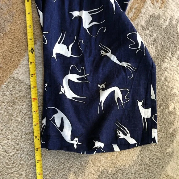 ModCloth Feline Cat Print Wide Leg Linen Crop Pant Sz 8 - Picture 13 of 14